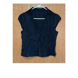 NWOT BLACK BEAUTIFUL CORSET TOP WITH COLLAR AND V NECK!